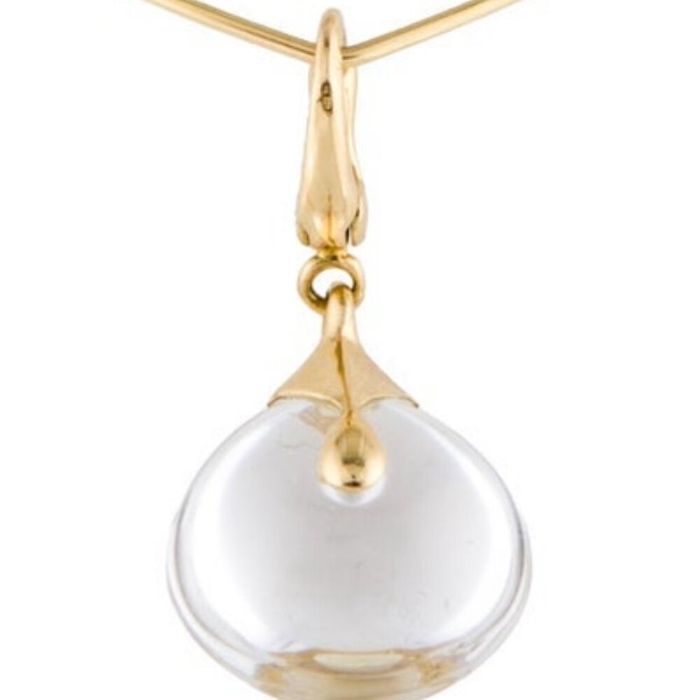BACCARAT 18K 750 YELLOW GOLD RARE FRENCH CRYSTAL PENDANT NECKLACE - Picture 3 of 8